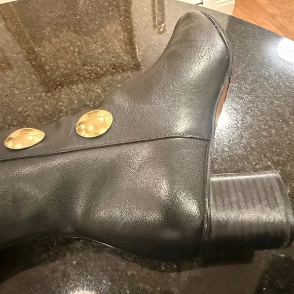 Chloe Black Boots with Gold Accents - Picture 7 of 8